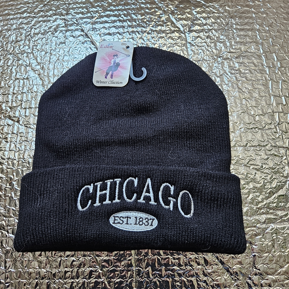 Black Chicago Beanie Hat